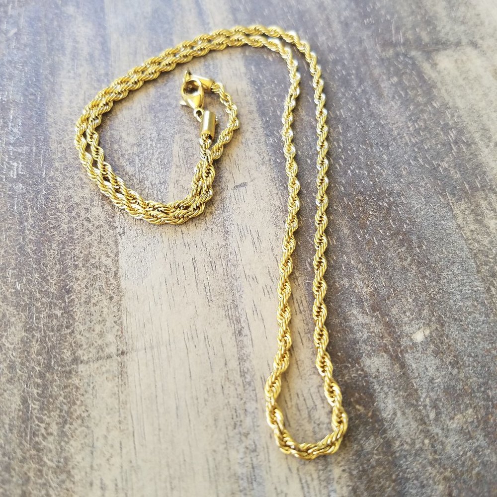NWT ~ Gold - 316L Stainless Steel Snake Rope Chain 22in/55cm